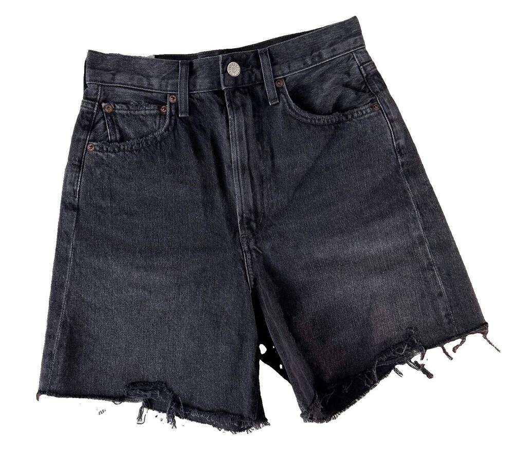 AGOLDE Stella Shorts Women’s 24 Black Raw Hem High Rise